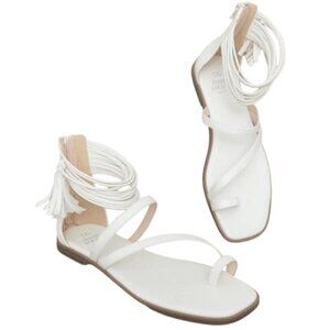 Oasis Society Brand Abril White Strappy Ankle Wrap Sandals